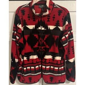 Lauren Ralph Lauren Active South West Tribal Fleece Jacket Black & Red Size 2X